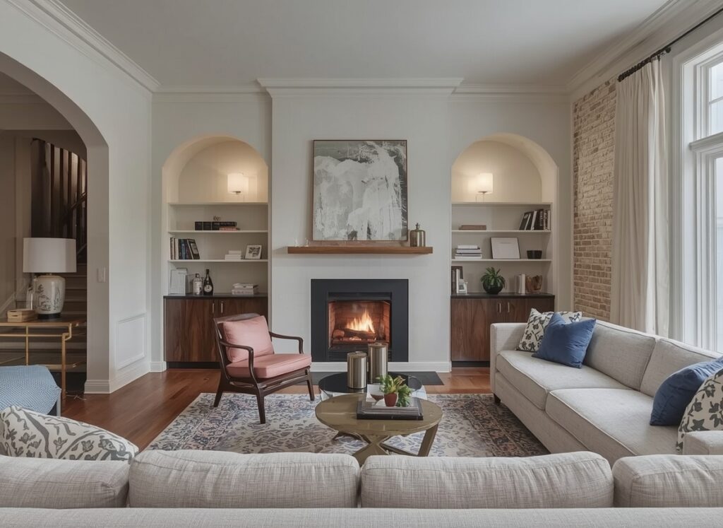 how to create two seating zones in a long living room