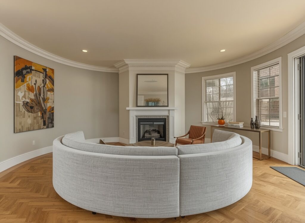 awkward living room layout with fireplace