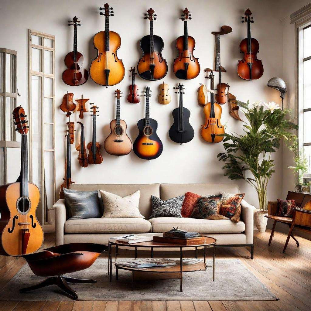 Living Instrument 45 Creative Ideas To Wall Decor For Living Room