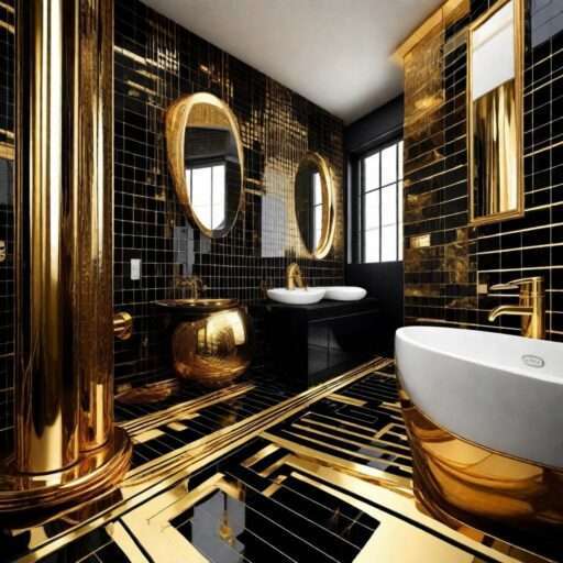 Gold and Black Bathroom Decor