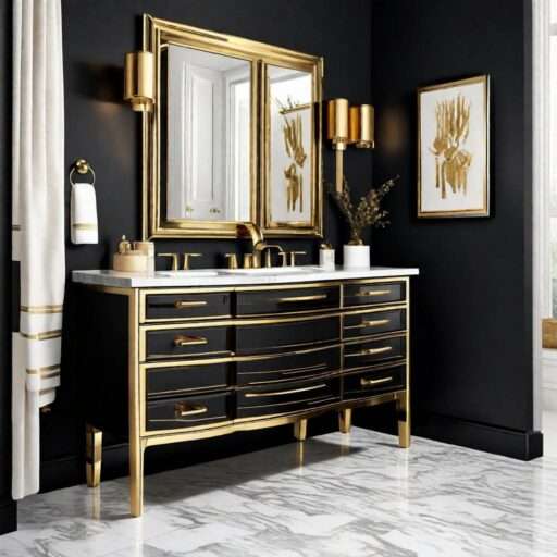 gold and black bathroom decor