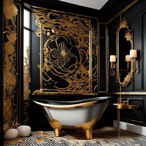 Gold and Black Bathroom Decor