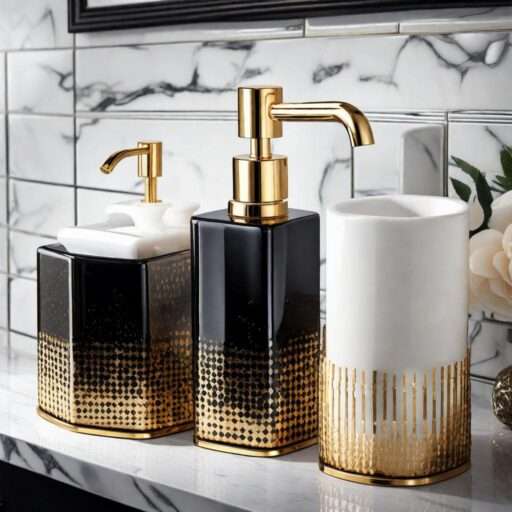 gold and black bathroom decor