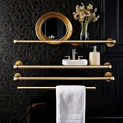 gold and black bathroom decor