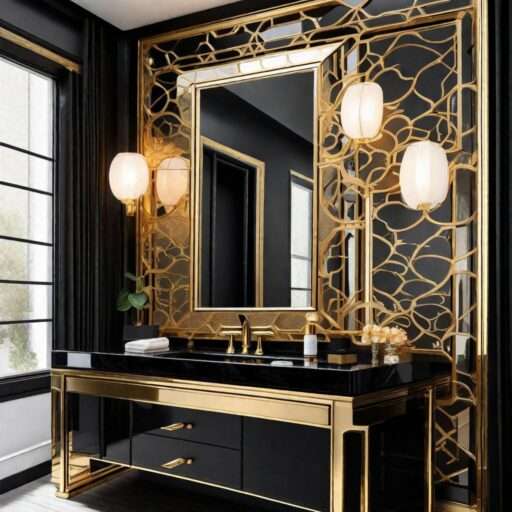 Gold and Black Bathroom Decor