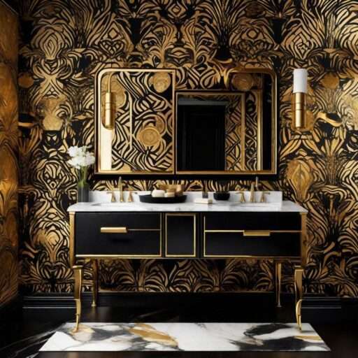 Gold and Black Bathroom Decor