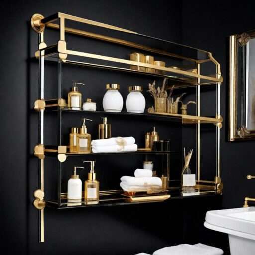 gold and black bathroom decor