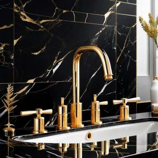 Gold and Black Bathroom Decor