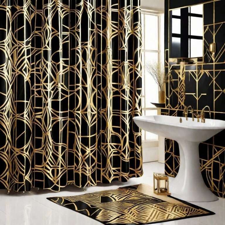 Gold And Black Shower Curtain