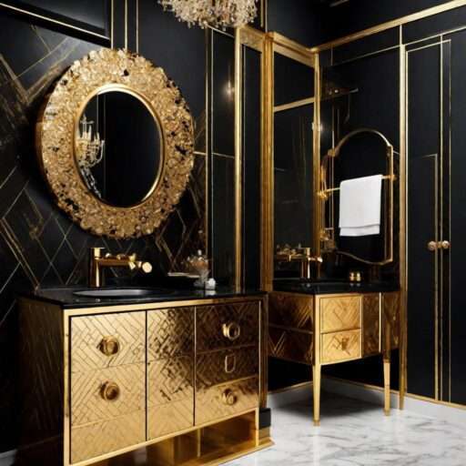 Gold and Black Bathroom Decor