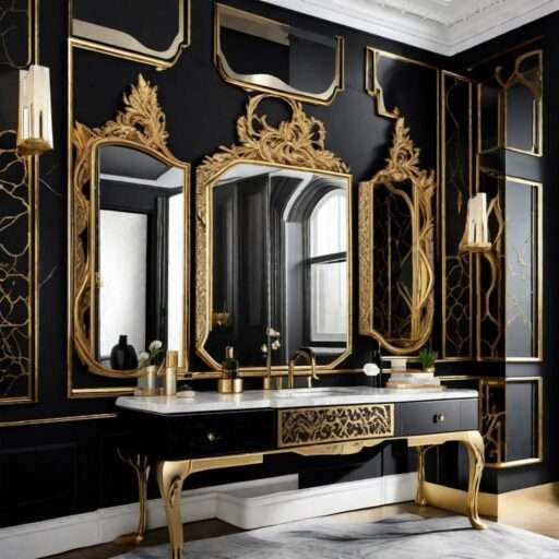 Gold and Black Bathroom Decor