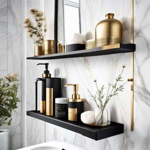 Gold and Black Bathroom Decor