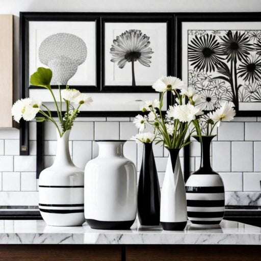Modern White Kitchen with Black Countertops