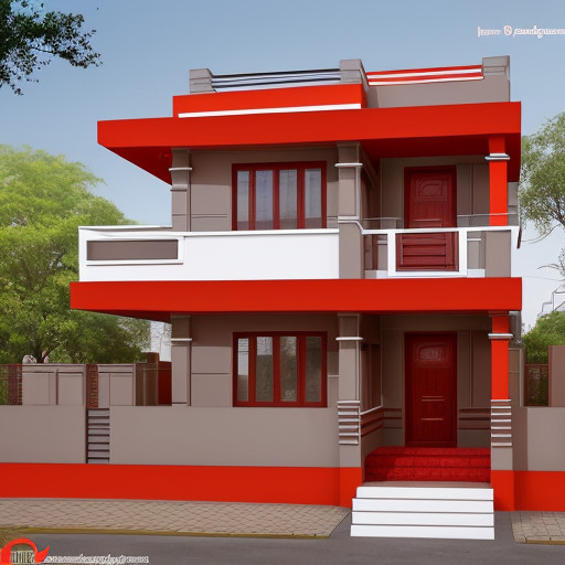 Bold-Crimson-Elegance Small Indian House Colour Combination Outside