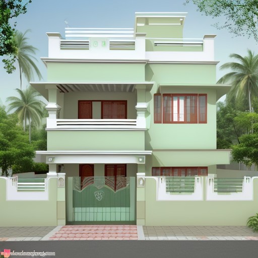 Modern-Mint-Elegance Small Indian House Colour Combination Outside