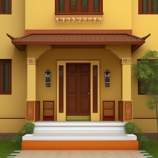 Rich-Golden-Charm Small Indian House Colour Combination Outside