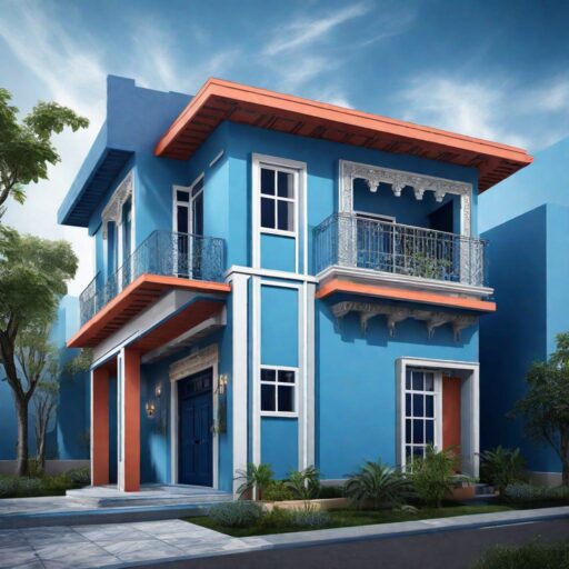 Sky-Blue-Dream Small Indian House Colour Combination Outside