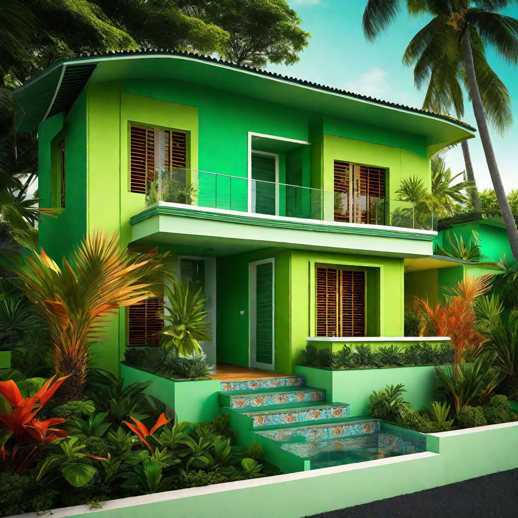 Tropical-Paradise-Escape Small Indian House Colour Combination Outside