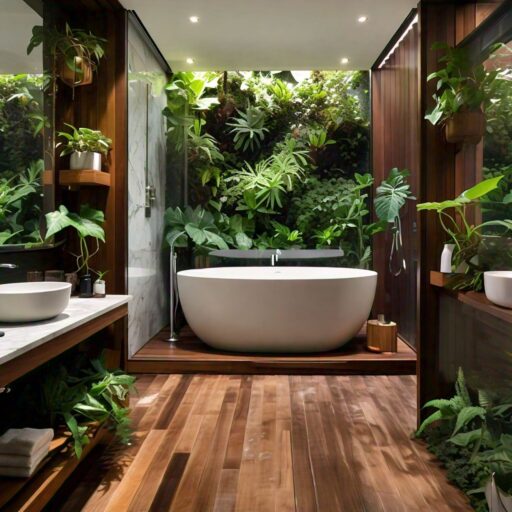Natural Materials and Plants in Bathroom Design