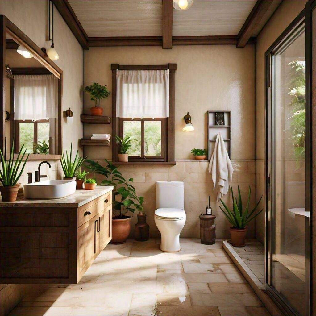 Natural Materials and Plants in Bathroom Design