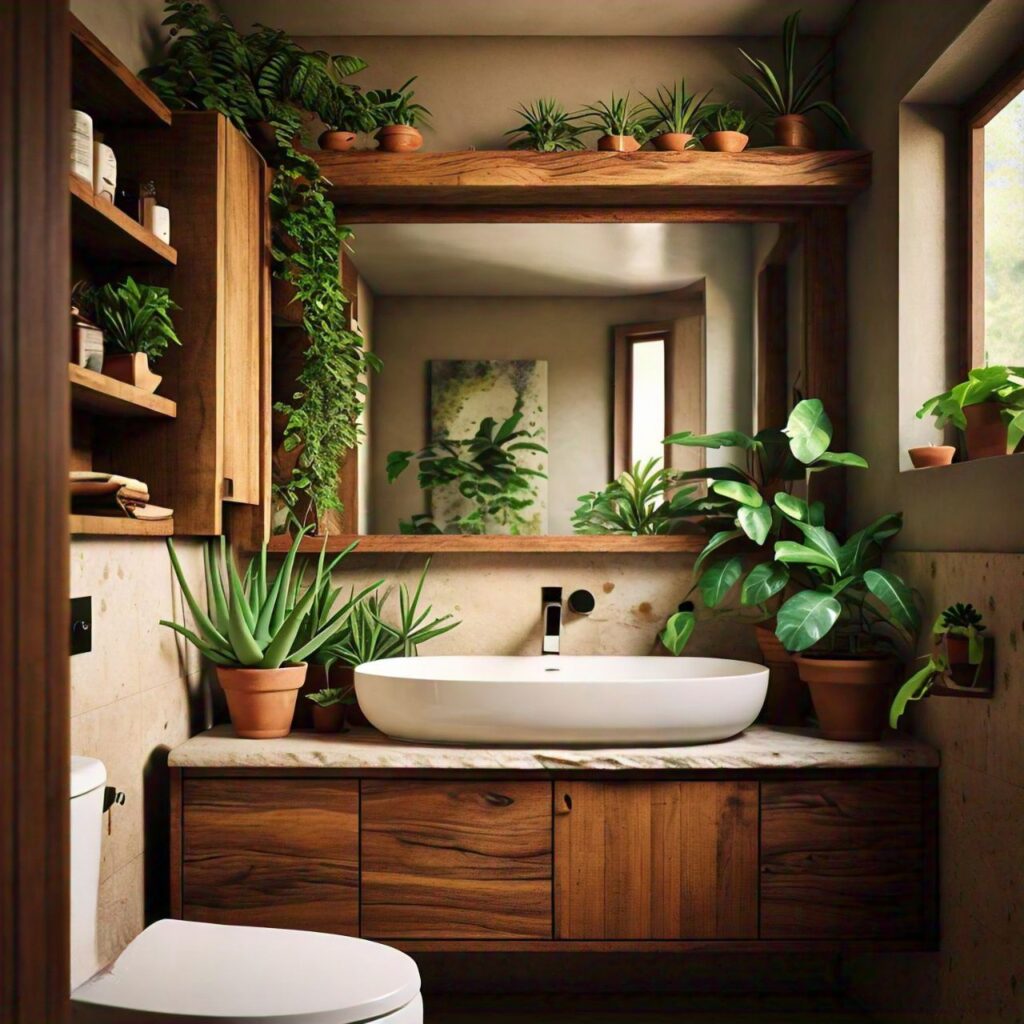 Natural Materials and Plants in Bathroom Design