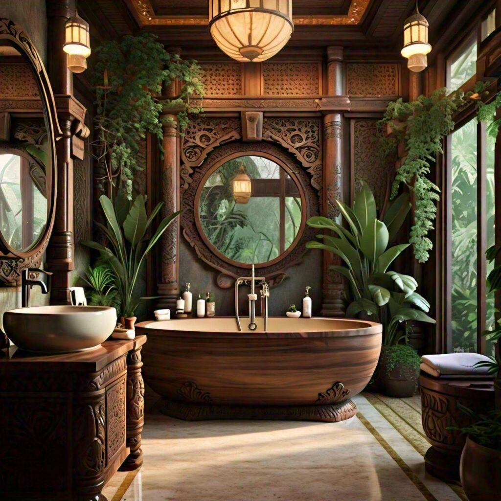 Natural Materials and Plants in Bathroom