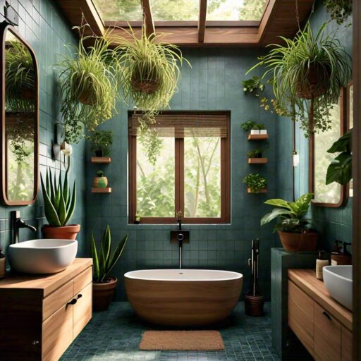 Natural Materials and Plants in Bathroom