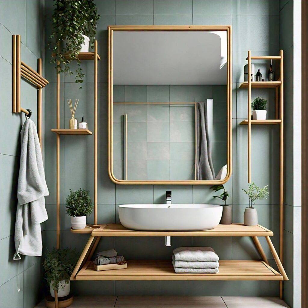 natural materials and plants in bathroom