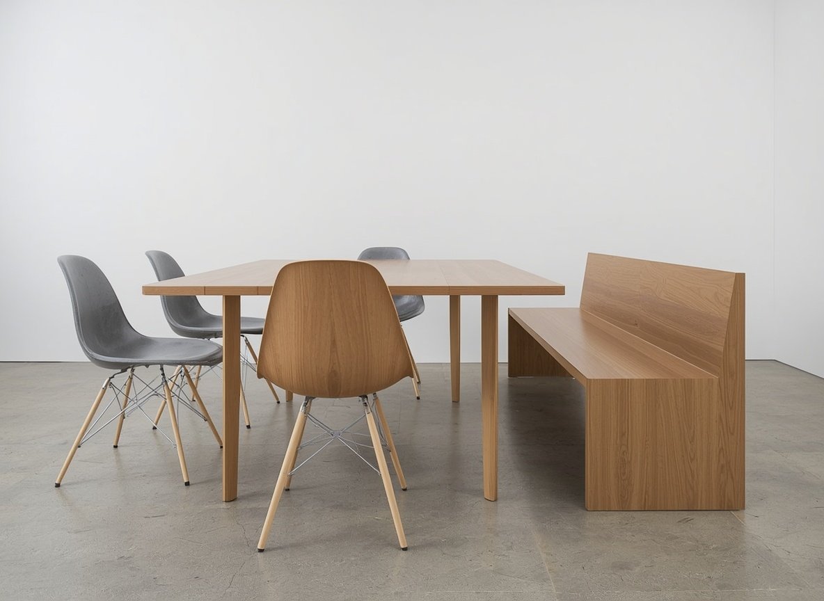 25 Affordable Home Interior Design Ideas on a Low Budget 20 Molded plastic Eames style dining chairs with wooden legs - low cost home dining setup