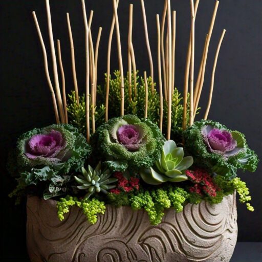 fall gift planter with dale sticks ideas