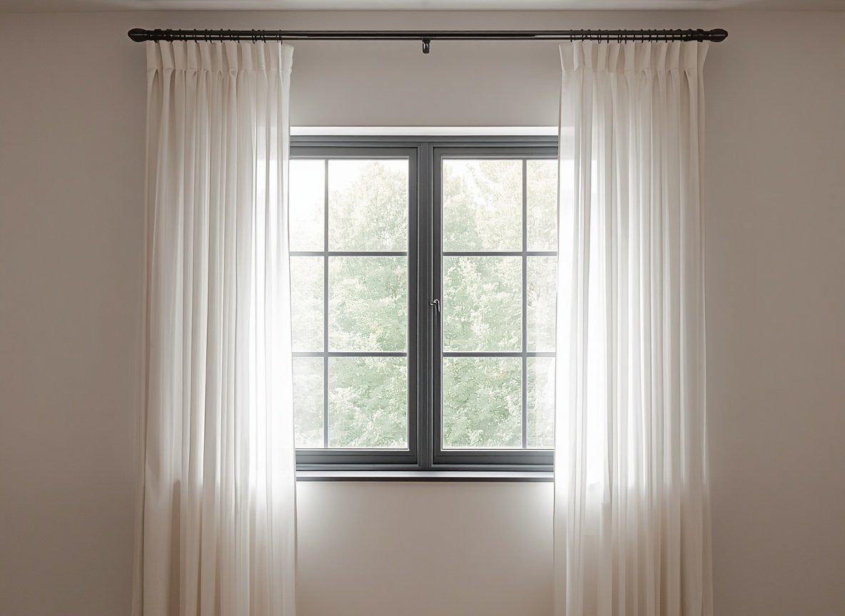 25 Affordable Home Interior Design Ideas on a Low Budget 25 Black powder coated aluminum window frames with sheer curtains - modern low cost interior ideas