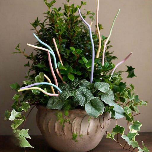 fall gift planters with dale sticks ideas