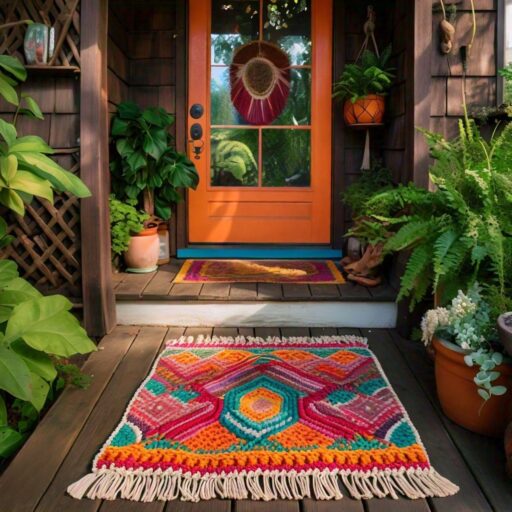 Macrame Floor Mat Near Entrance