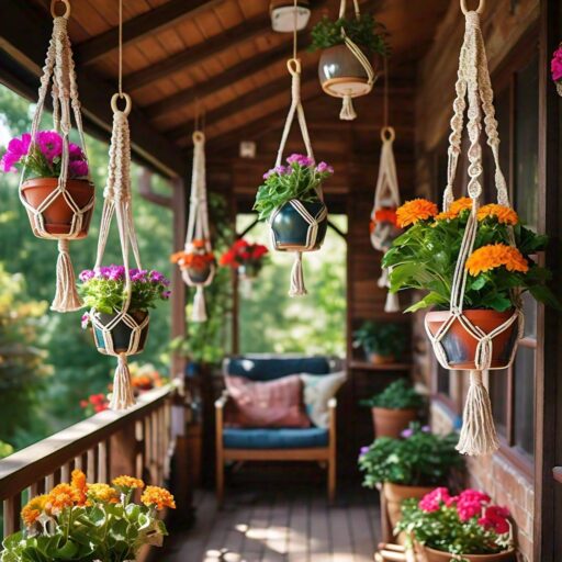 Macrame Ceiling Pot Hanging Décor