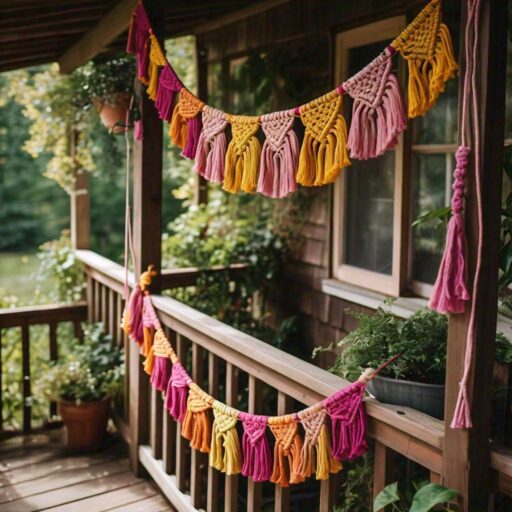 Macrame Garland Over Porch Railing