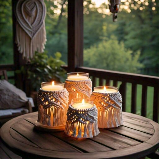 Macrame Candle Holders for Table