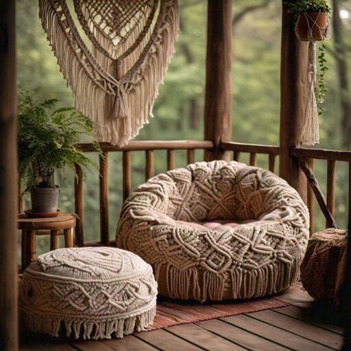 Macrame Pouf for Extra Seating