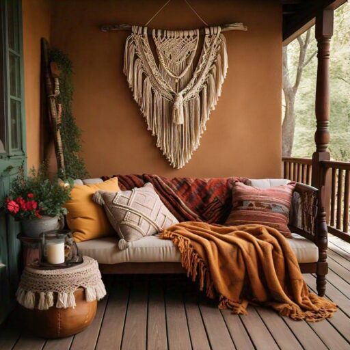 Macrame Fringe Blanket on Sofa