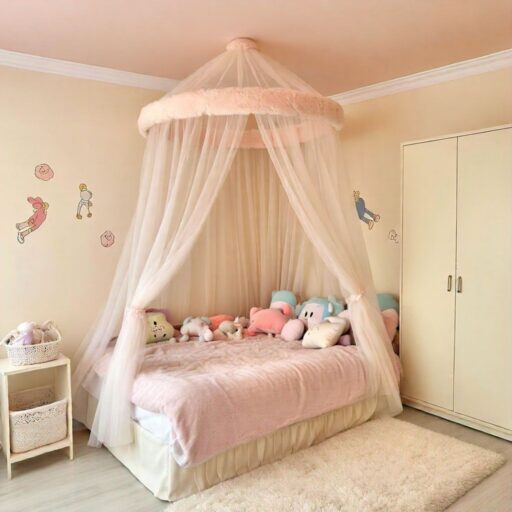 Cream walls with pastel pink ceiling