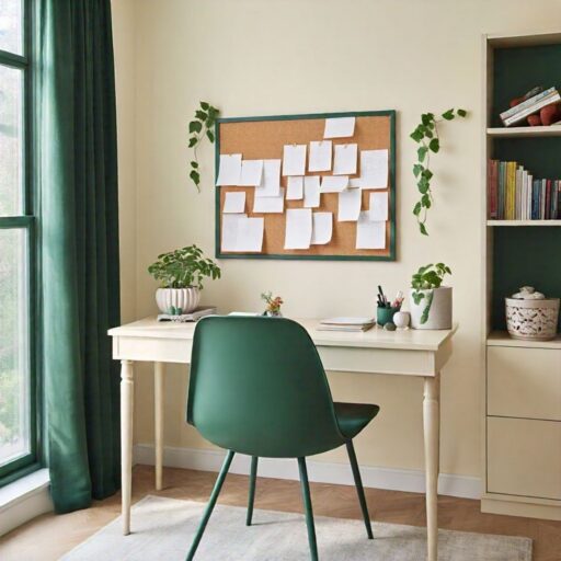Cream walls with forest green accents