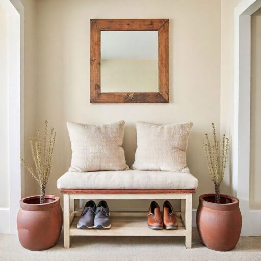 Cream walls with rust accents in foyer