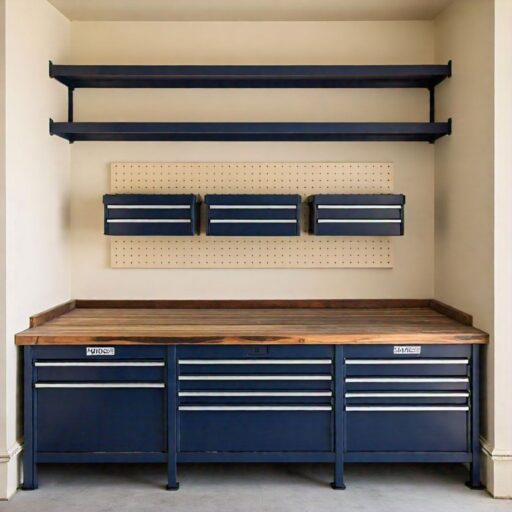 Cream and Navy Blue for Garage Workspace