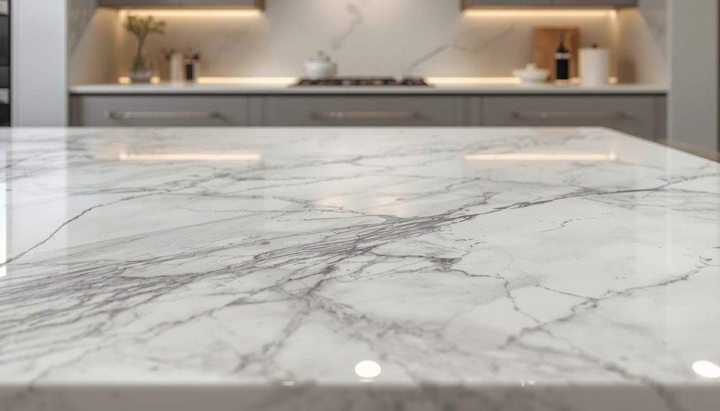 15 Smart Kitchen Remodeling Ideas on a Budget (DIY Guide) 5 White quartz countertop overlay as a modern kitchen remodeling idea on a budget