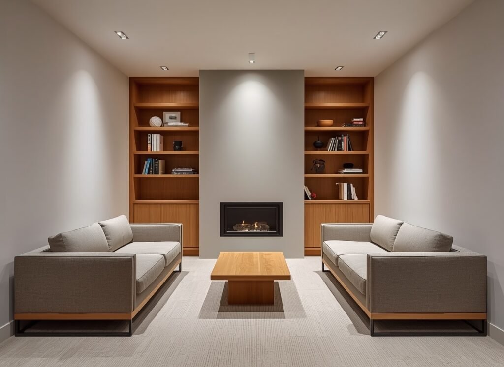 10 Tips for Navigate the Challenges of Small Space Design 5 Small narrow living room with two small sofas facing each other