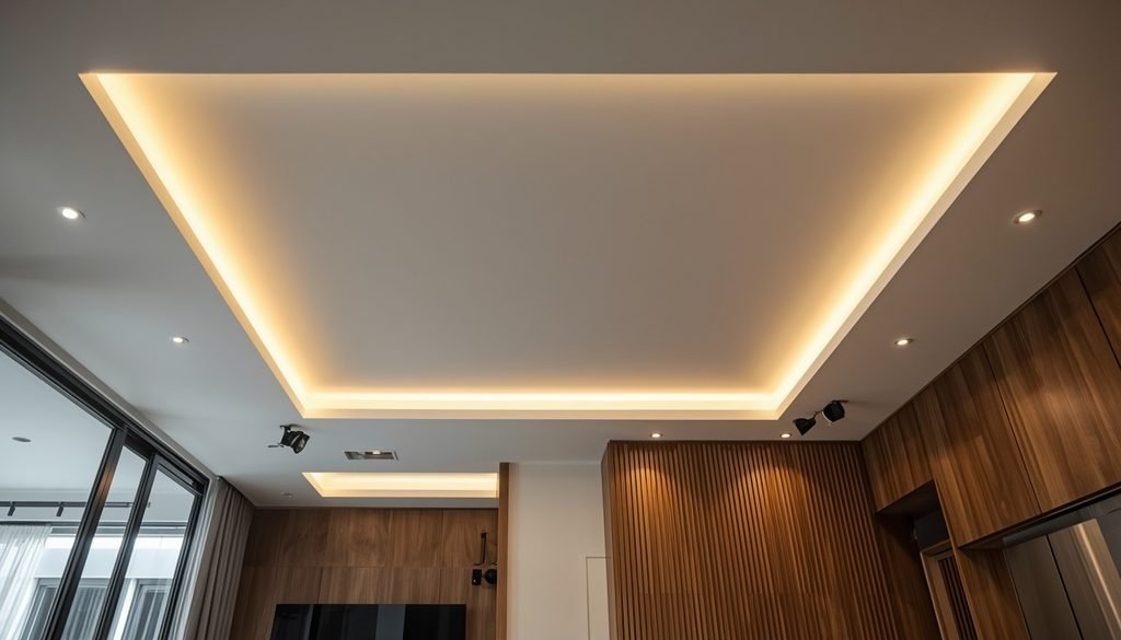 15 Smart Kitchen Remodeling Ideas on a Budget (DIY Guide) 16 Border false ceiling frame with LED cove light as a modern kitchen remodeling idea on a budget