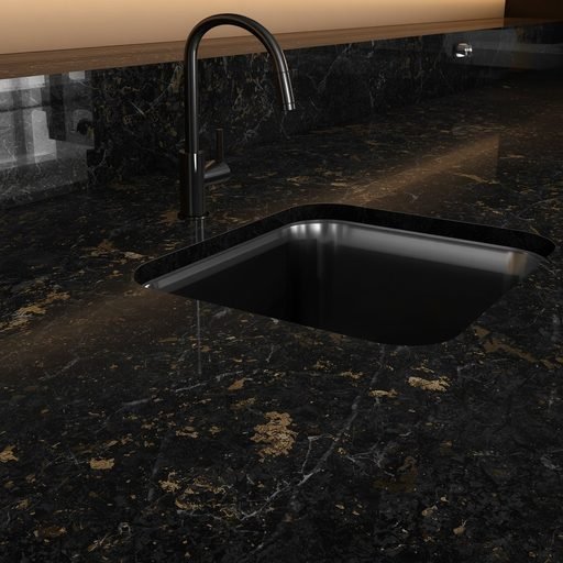 Dark granite countertop in modern Pakistani kitchen design